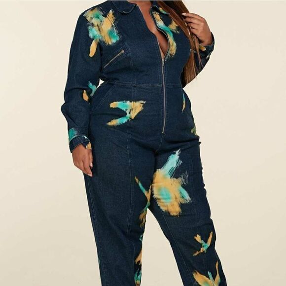 ❤️BRAND NEW! L’ATISTE BY AMY PLUS SIZE DENIM JUMPSUITS - Picture 6 of 13
